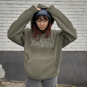 Cursive Embroidered Pullover Hoodie