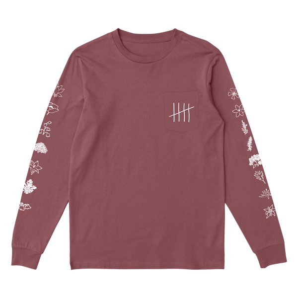 Fleet Foxes Dino 5 Years Pocket Longsleeve T-shirt - Crimson