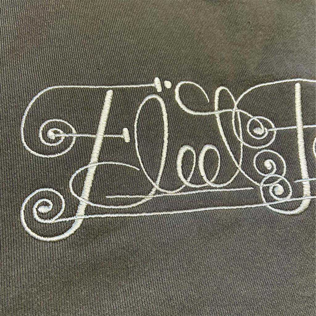Cursive Embroidered Pullover Hoodie