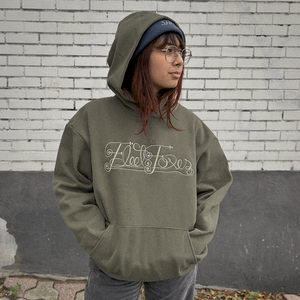 Cursive Embroidered Pullover Hoodie