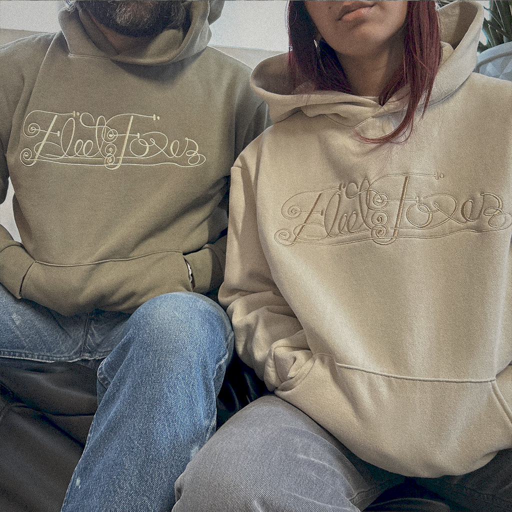 Cursive Embroidered Pullover Hoodie