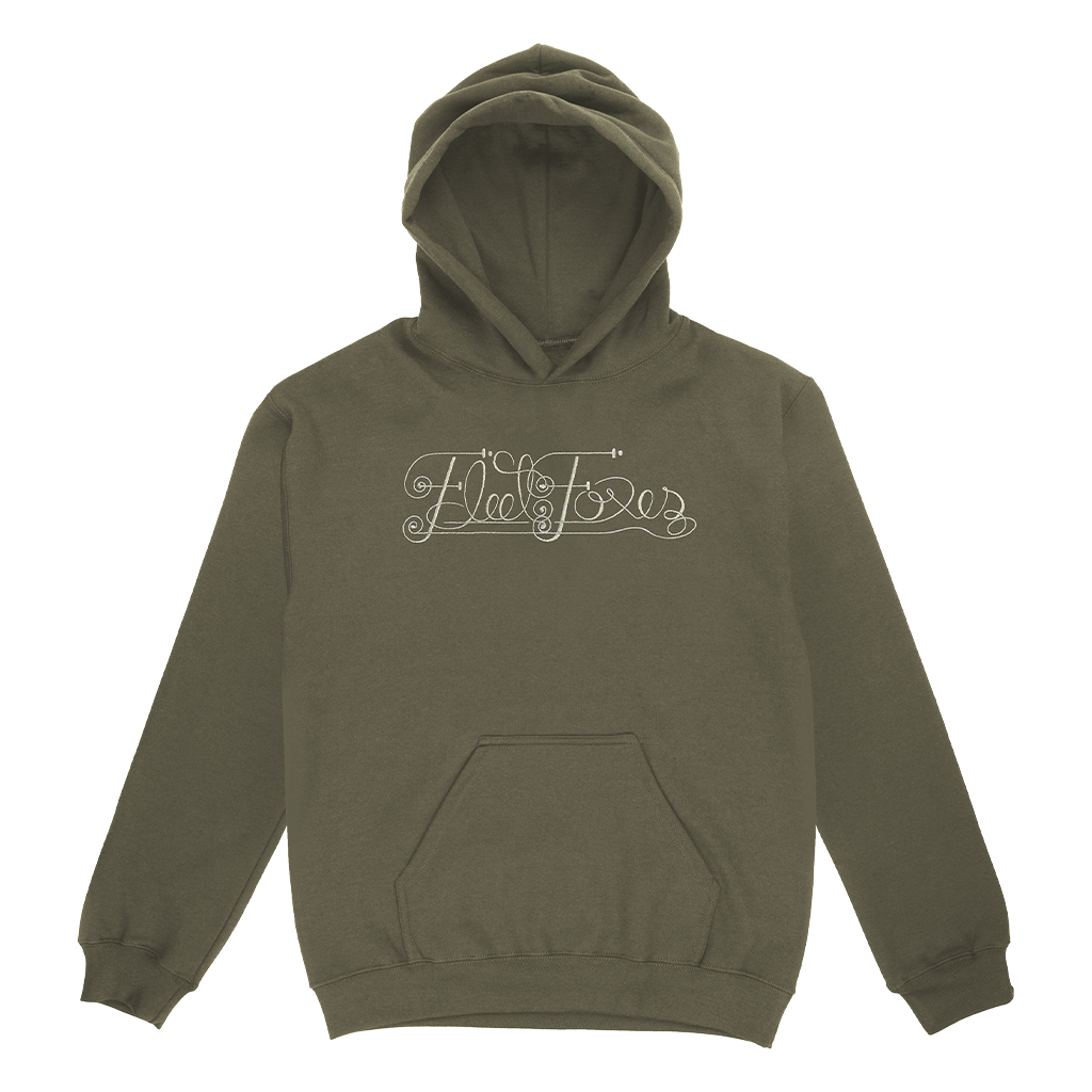 Cursive Embroidered Pullover Hoodie